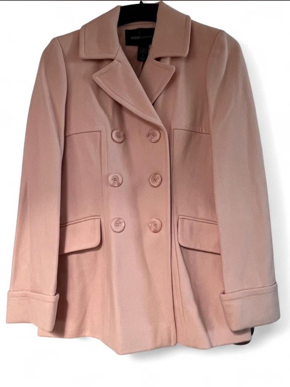 Moda International Blush Pink Double-Breasted Pea Coat